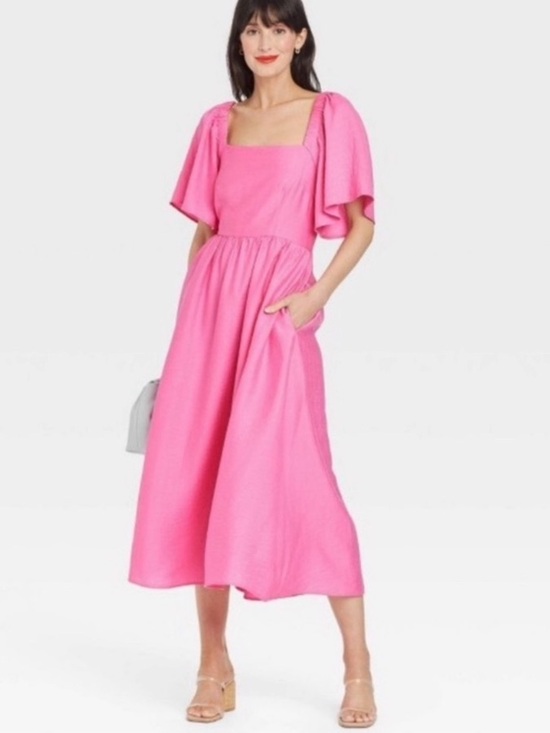 a new day Dresses & Skirts - A New Day Flutter Sleeve Tie Back Midi Dress